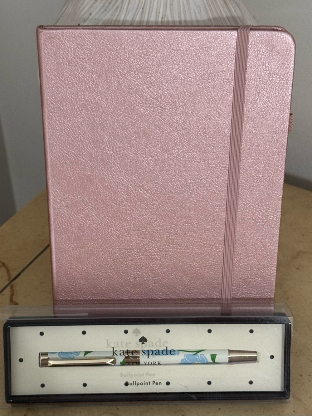 KATE SPADE FLORAL BALLPOINT PEN AND UNBRANDED PINK JOURNAL NEW
